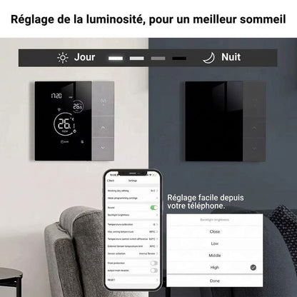 Naresync contrôle via Smart Life/Tuya, Alexa, Google Assistant, précision ±0,5 °C et programmation